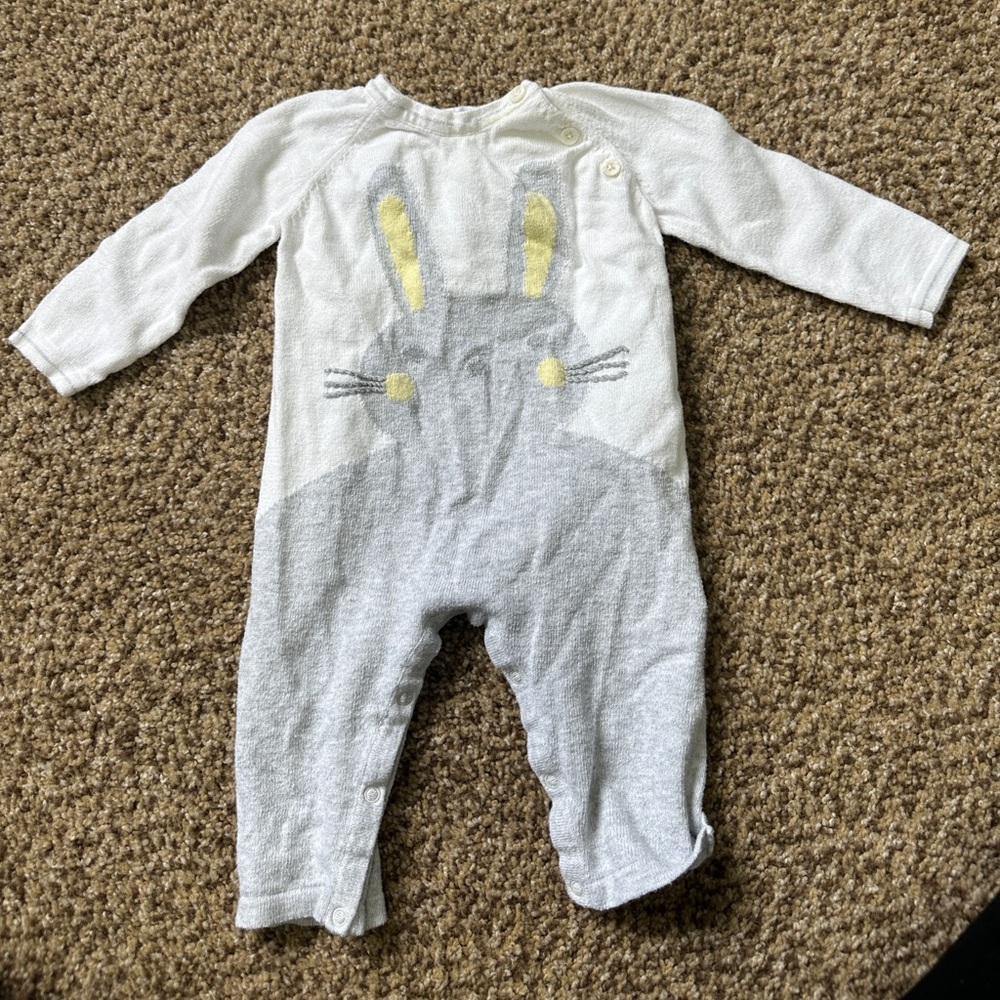 Adorable Gray and White Bunny One Piece
